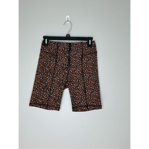 Free People Lucky Strike Leopard Zipper Front Biker Shorts Size XS - Picture 1 of 6